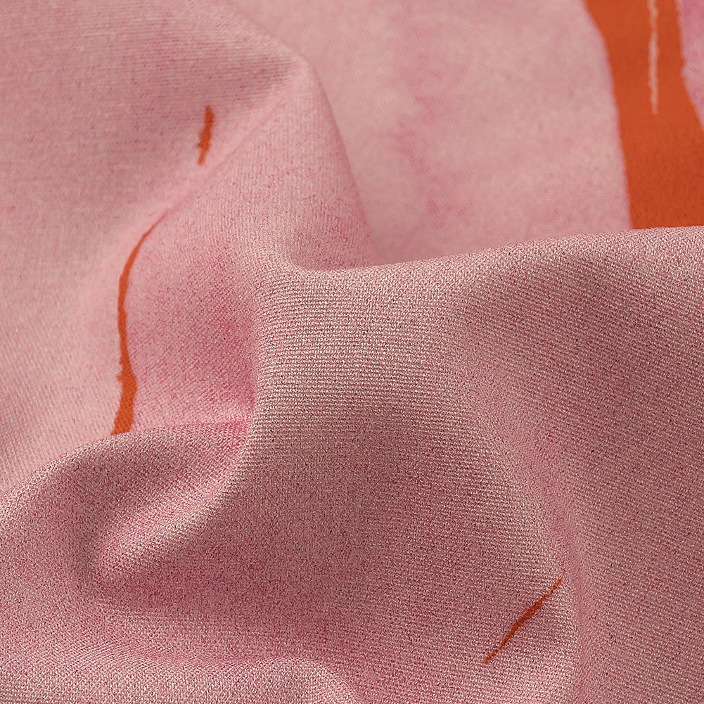 Stretch Cotton Poplin Print - Flame Red and Pink Painted Flowers and Hearts - Mood Exclusive My Valentine Detail