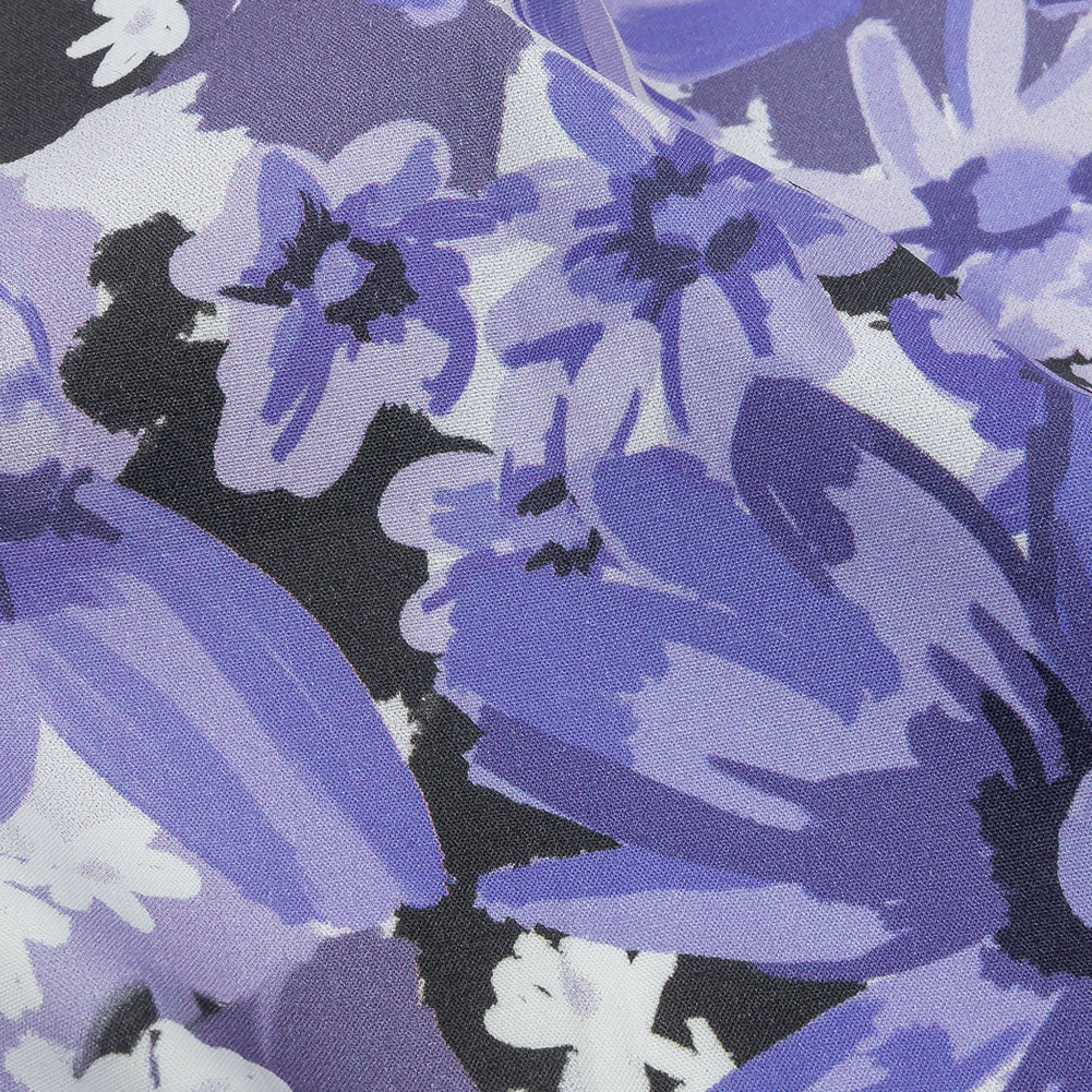 Stretch Cotton Poplin Print - Blue Floral - Mood Exclusive Freya's Passion Detail