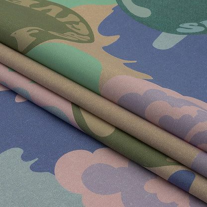 Stretch Cotton Poplin Print - Purple and Green Clouds and Bubbles - Mood Exclusive Buttoned Up Folded