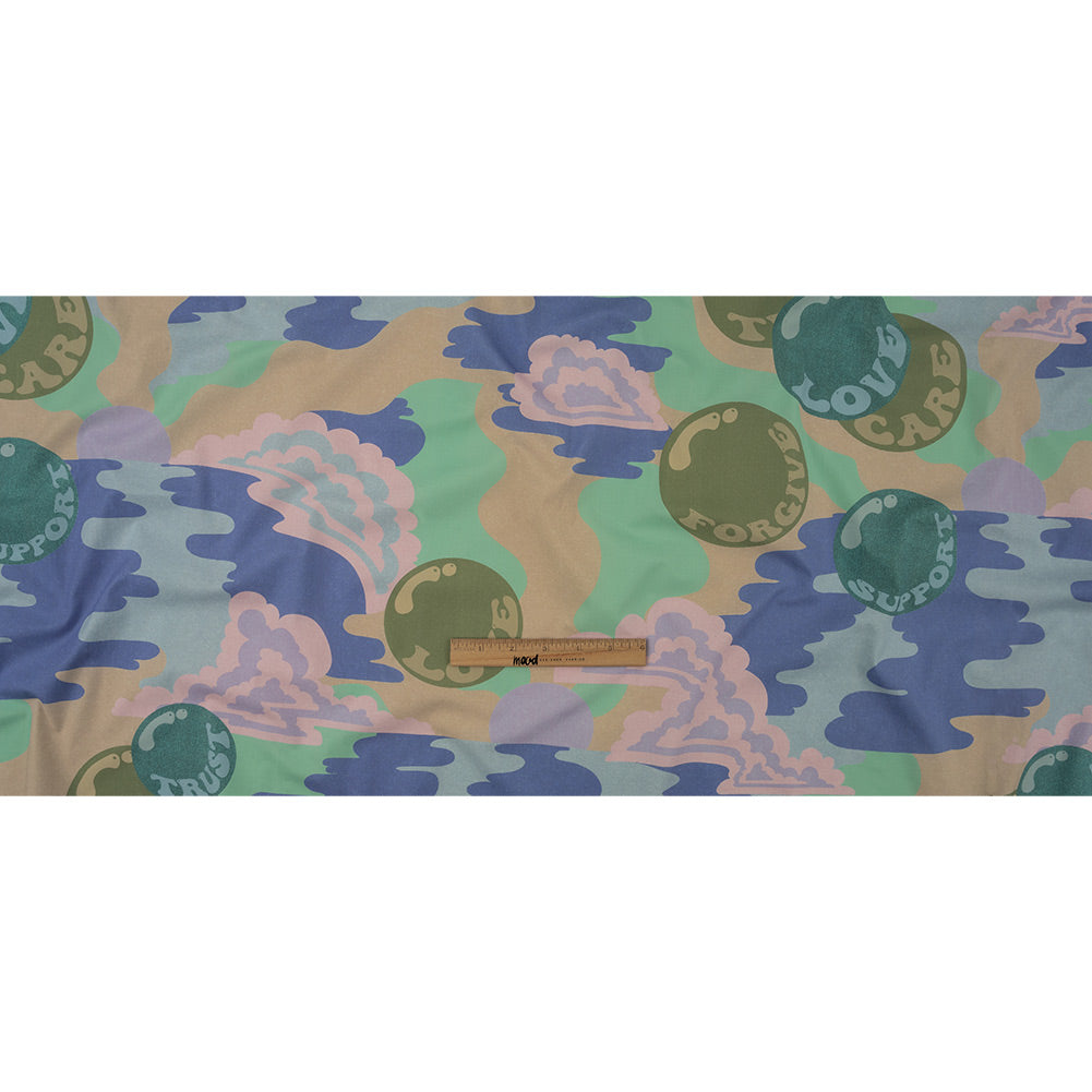 Stretch Cotton Poplin Print - Purple and Green Clouds and Bubbles - Mood Exclusive Buttoned Up Full