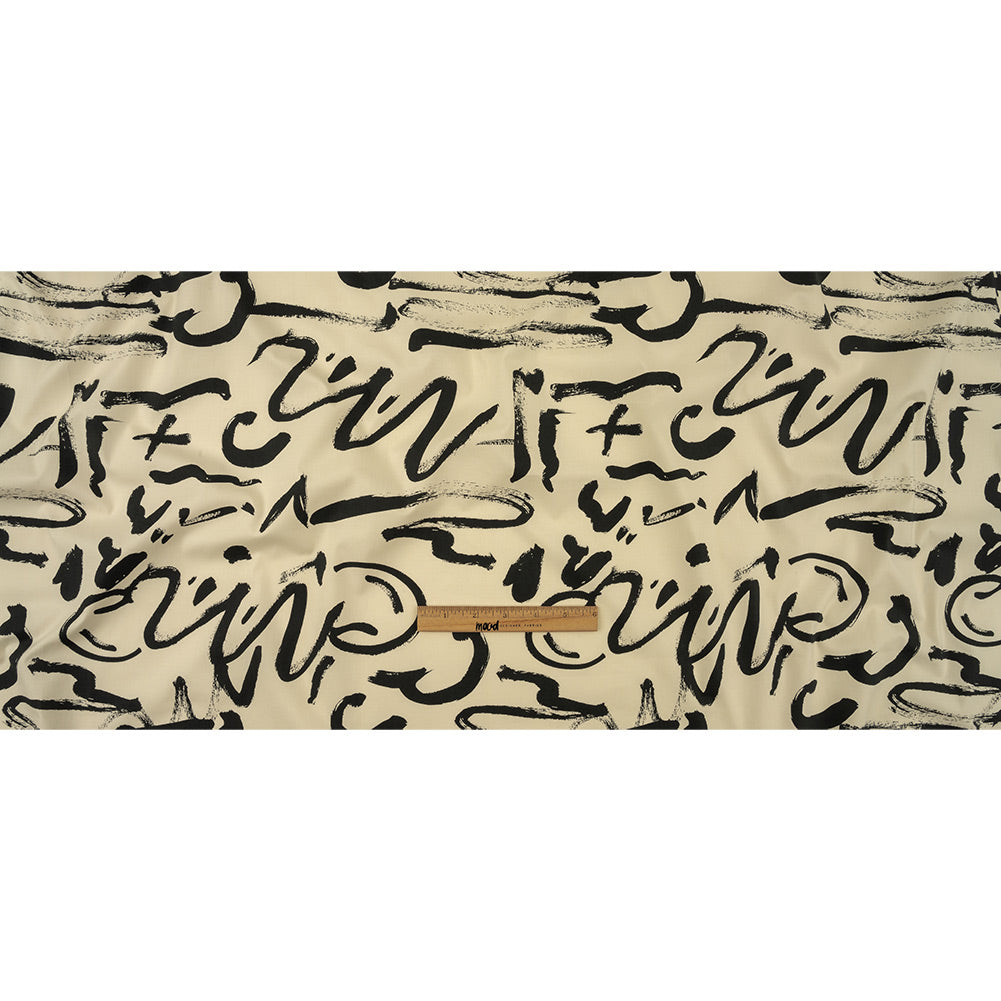 Stretch Cotton Poplin Print - Cream and Black Scribbles - Mood Exclusive Jot It Down Full
