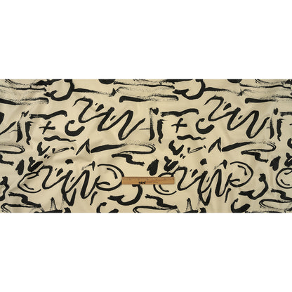 Stretch Cotton Poplin Print - Cream and Black Scribbles - Mood Exclusive Jot It Down Full