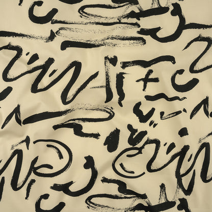 Stretch Cotton Poplin Print - Cream and Black Scribbles - Mood Exclusive Jot It Down
