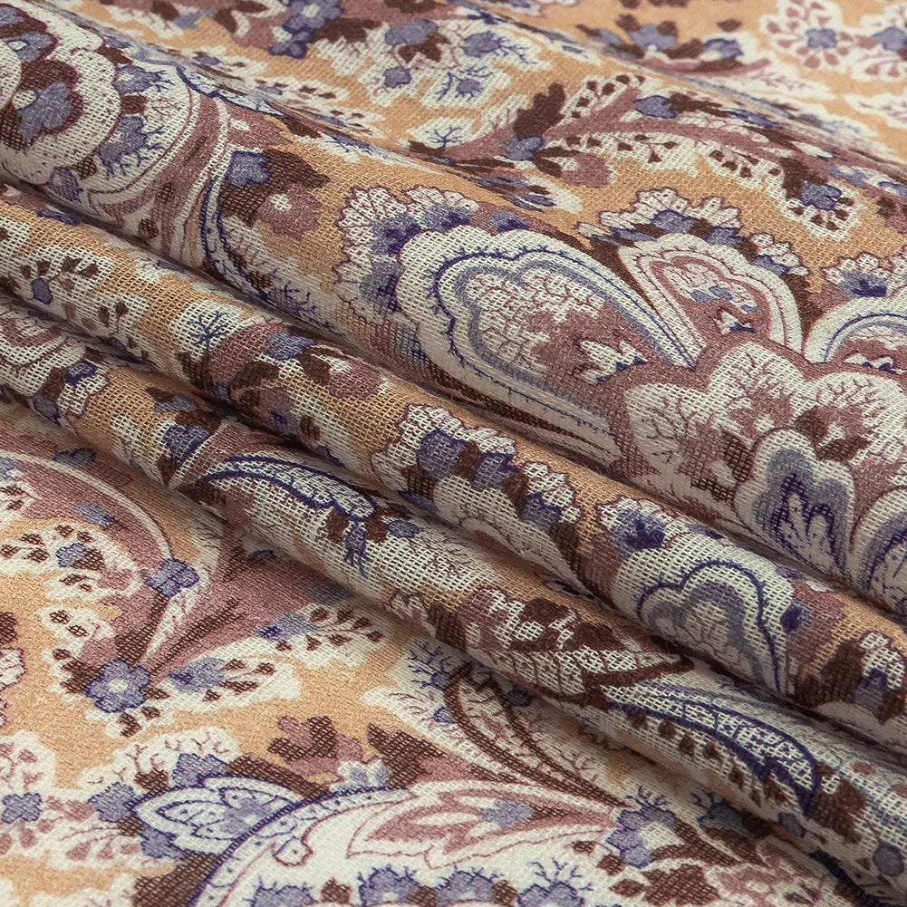 Cotton Gauze - Rose and Gold Jacobean Floral - Mood Exclusive Neurons Firing Print Folded
