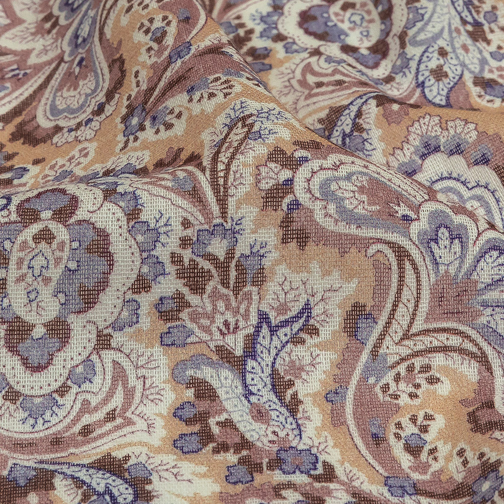 Cotton Gauze - Rose and Gold Jacobean Floral - Mood Exclusive Neurons Firing Print Detail