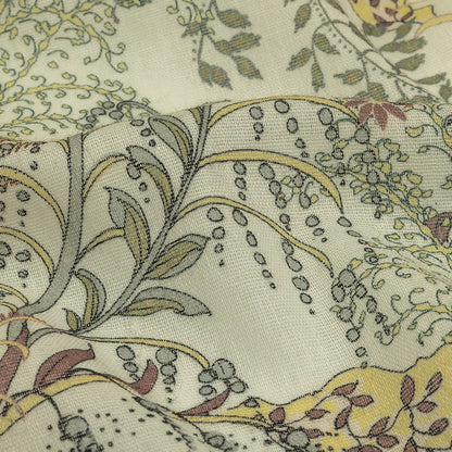 Cotton Gauze - Tea Green Plants and Florals - Mood Exclusive Storybook Illustrations Print Detail