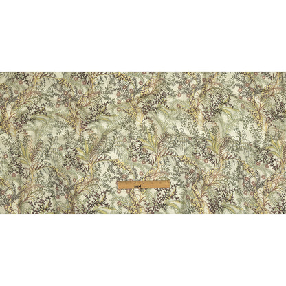 Cotton Gauze - Tea Green Plants and Florals - Mood Exclusive Storybook Illustrations Print Full