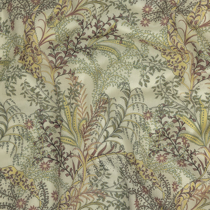 Cotton Gauze - Tea Green Plants and Florals - Mood Exclusive Storybook Illustrations Print