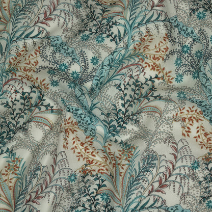 Cotton Gauze - Blue Plants and Florals - Mood Exclusive Storybook Illustrations Print