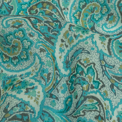 Cotton Gauze - Aqua Jacobean Paisley - Mood Exclusive Hypnotize Me Print Detail