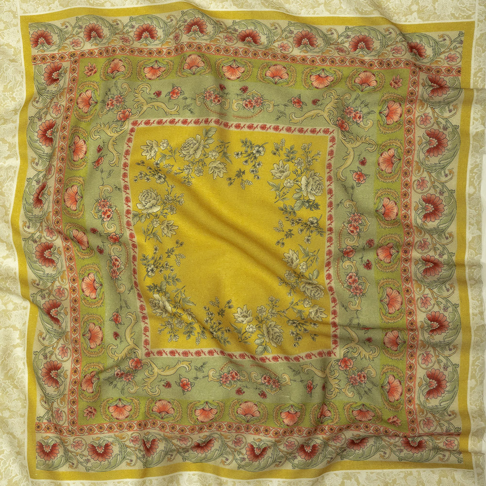 Cotton Gauze Panel - Yellow and Green Floral - Mood Exclusive Palace of Illusions Print