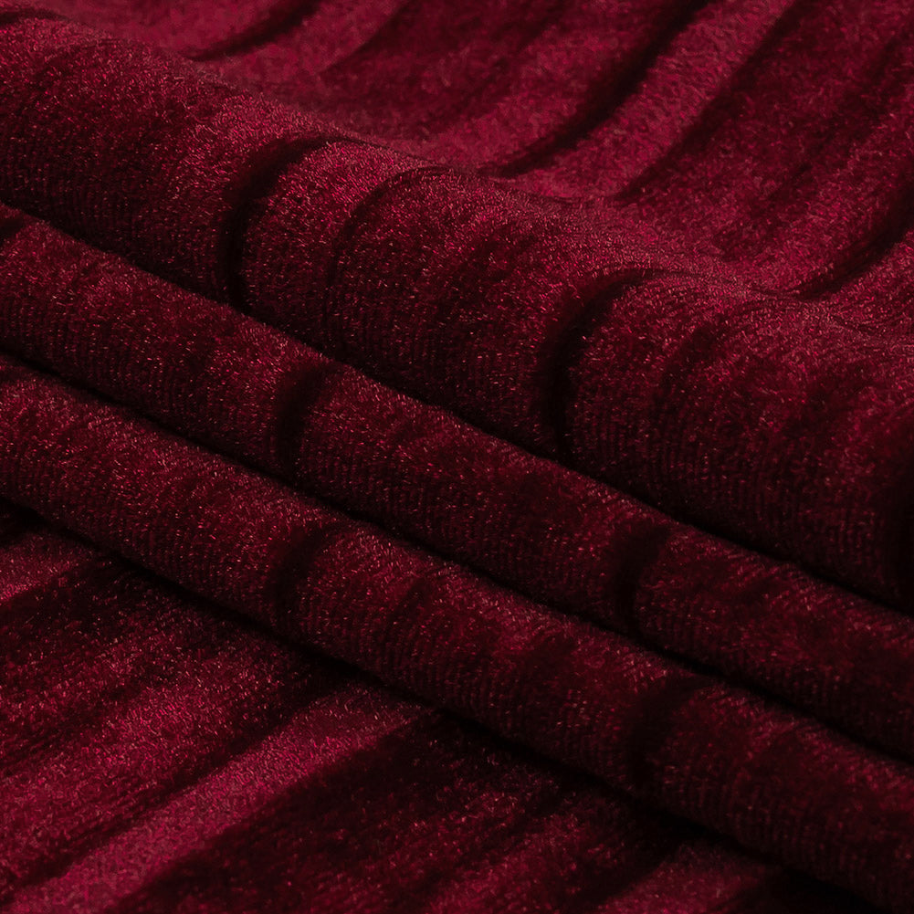 Pleated Velour - Wine - Tver Collection Folded