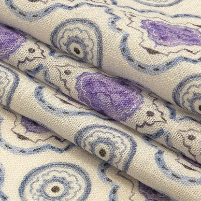 Viscose and Linen Woven Print - Blue and Purple Tiles - Mood Exclusive Alhambra Folded