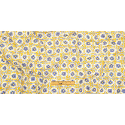 Viscose and Linen Woven Print - Violet Storm and Yellow Floral Tiles - Mood Exclusive Sao Bento Full