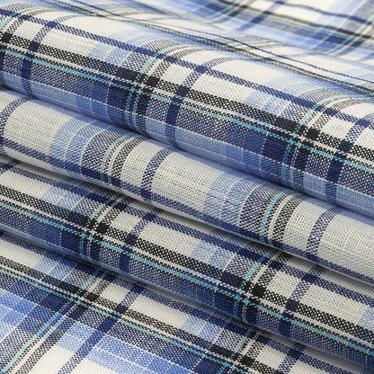 Limoges, Dark Shadow and White Plaid Medium Weight Linen Woven Folded