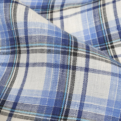 Limoges, Dark Shadow and White Plaid Medium Weight Linen Woven Detail