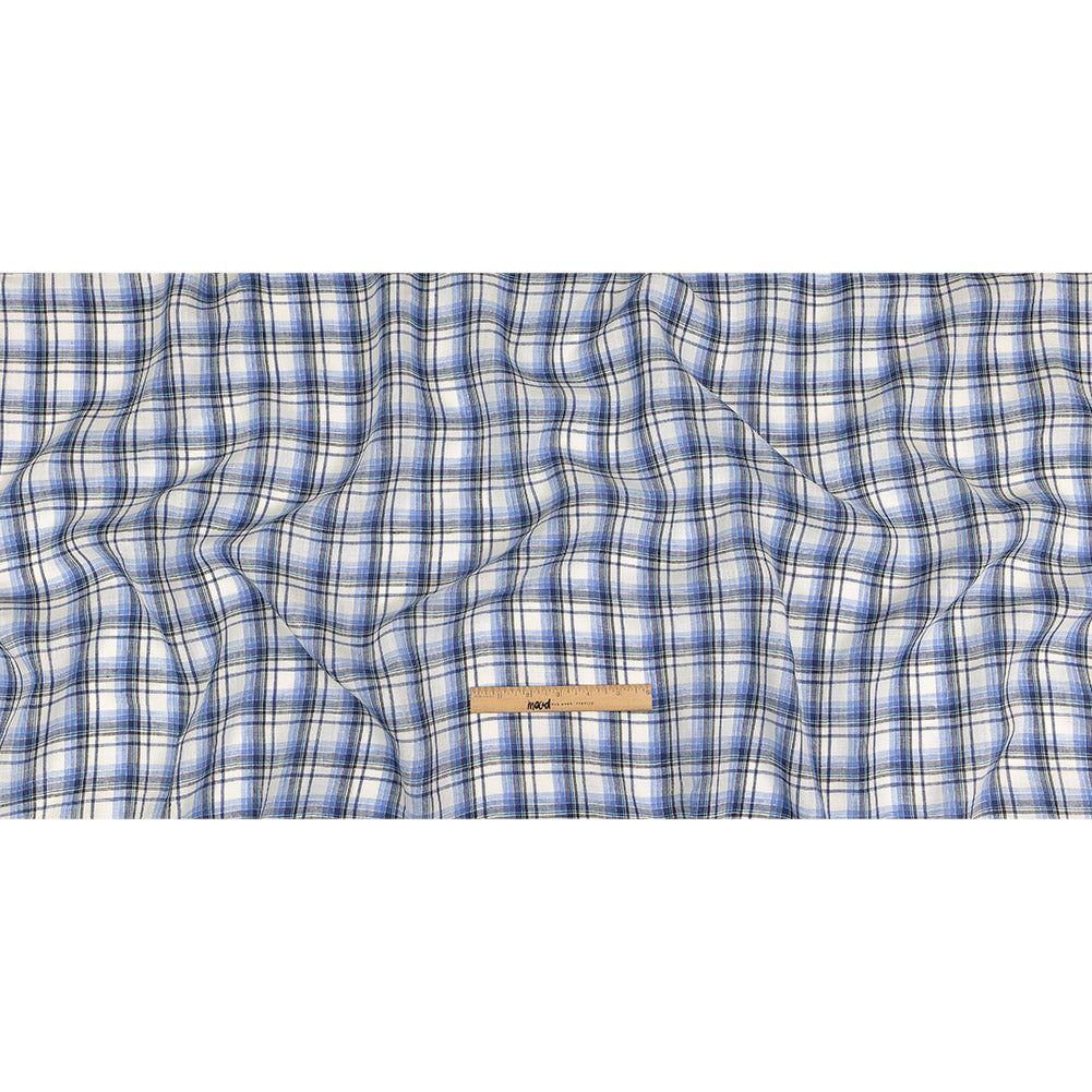 Limoges, Dark Shadow and White Plaid Medium Weight Linen Woven Full