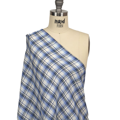 Limoges, Dark Shadow and White Plaid Medium Weight Linen Woven Drape