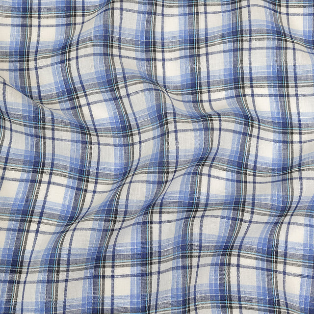 Limoges, Dark Shadow and White Plaid Medium Weight Linen Woven