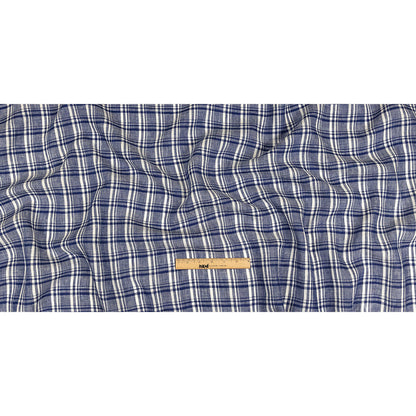 Navy Peony and White Plaid Medium Weight Linen Woven Full