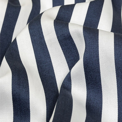 Navy and White Bengal Striped Lightweight Cotton Sateen Detail