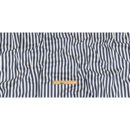 Navy and White Bengal Striped Lightweight Cotton Sateen Full