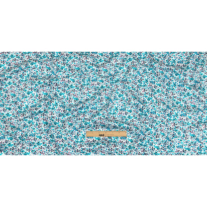 Turquoise, Lilac, and White Tiny Flowers Cotton Shirting Full