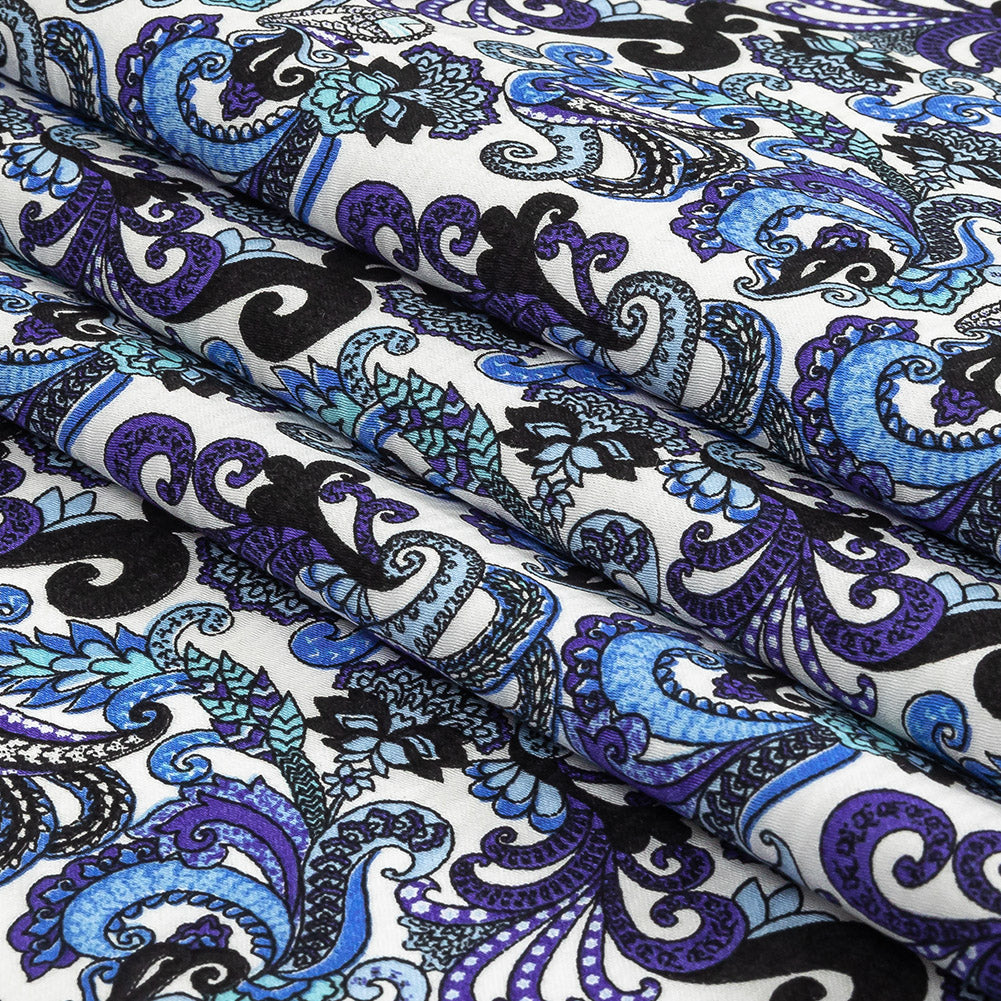 Ultramarine, Blue and Tap Shoe Paisley Cotton Sateen Folded
