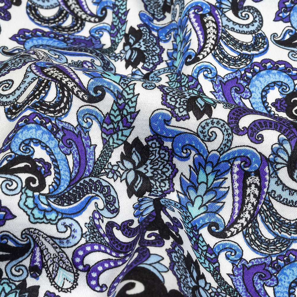 Ultramarine, Blue and Tap Shoe Paisley Cotton Sateen Detail