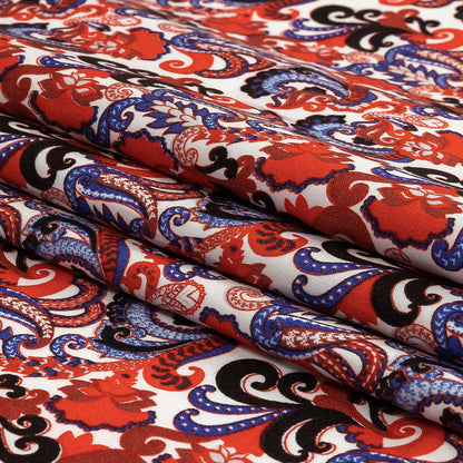 Red, White and Blue Paisley Cotton Sateen Folded