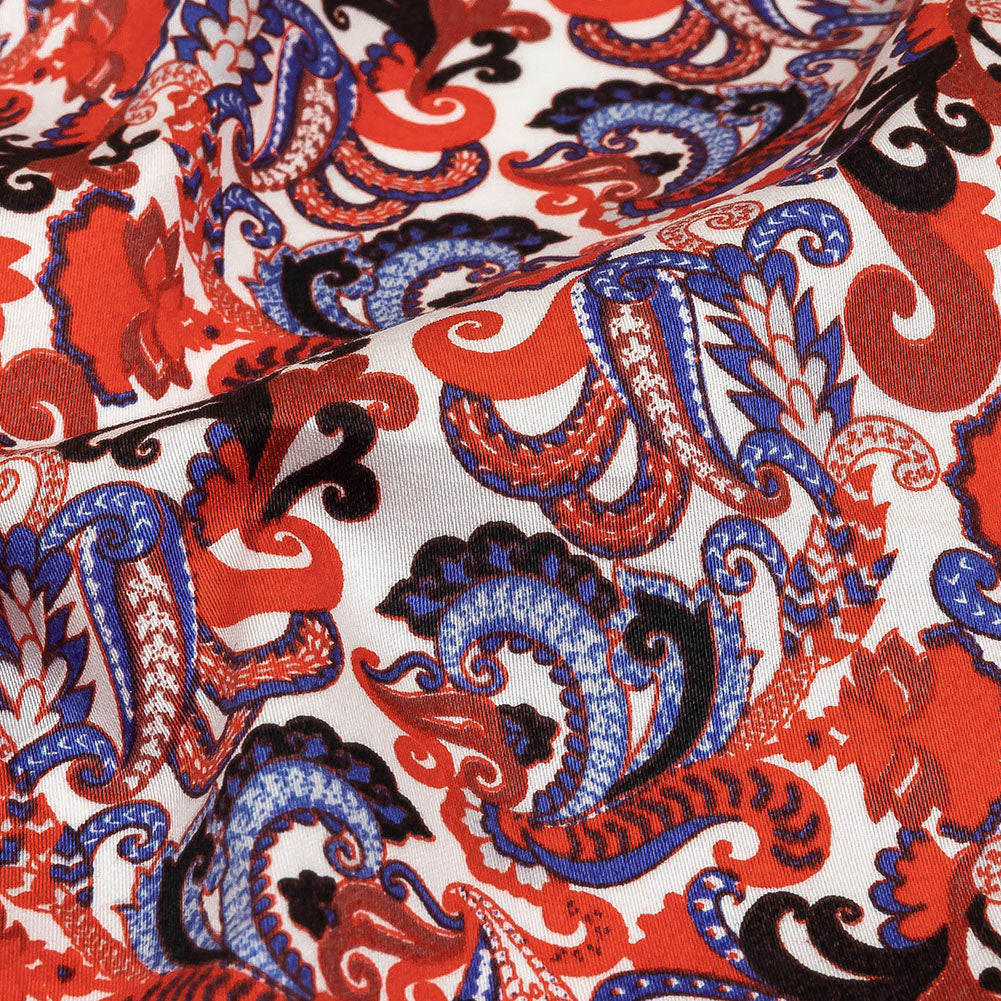 Red, White and Blue Paisley Cotton Sateen Detail