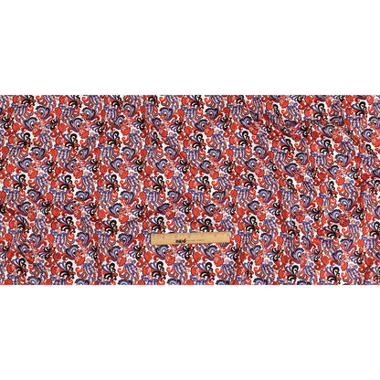 Red, White and Blue Paisley Cotton Sateen Full
