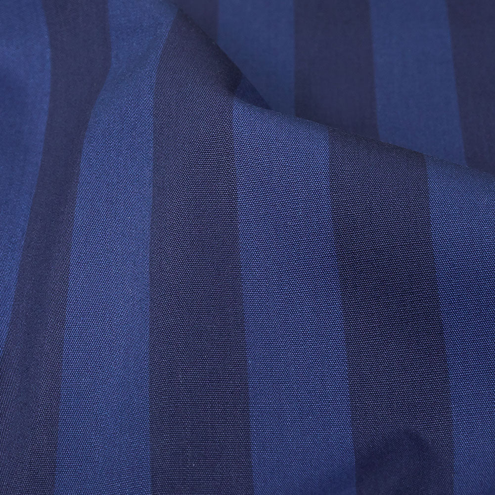 Blue and Blue Depths Awning Stripes Cotton Shirting Detail