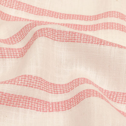 Pink and White Textural Stripes Slubbed Cotton Woven Detail