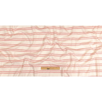 Pink and White Textural Stripes Slubbed Cotton Woven Full