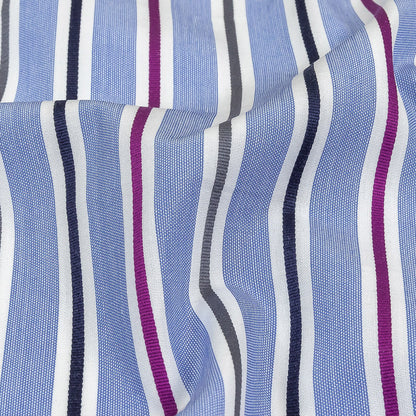 Grapemist, Purple and Stormy Weather Halo Stripes Cotton Shirting Detail
