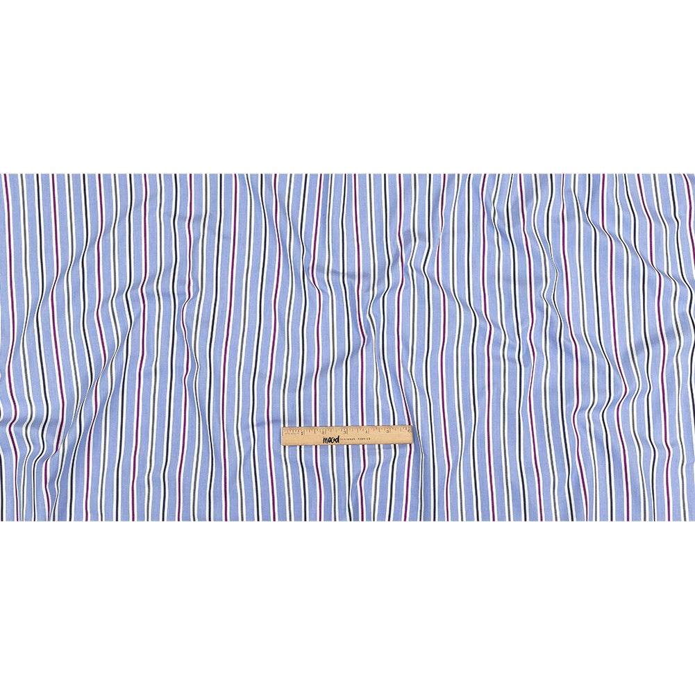 Grapemist, Purple and Stormy Weather Halo Stripes Cotton Shirting Full