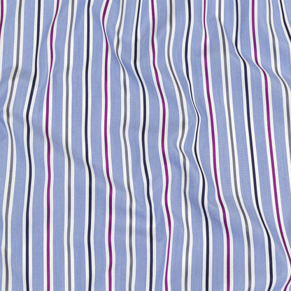 Grapemist, Purple and Stormy Weather Halo Stripes Cotton Shirting