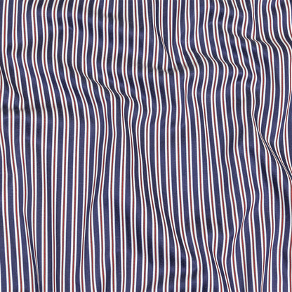 Blue, Red and White Halo Stripes Twill Cotton Shirting