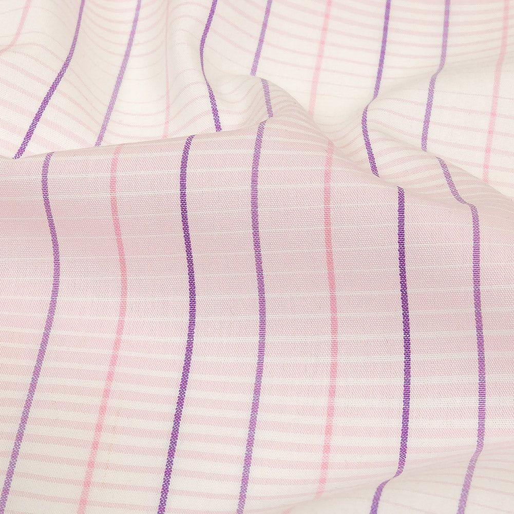 Pink, Purple and White Gradient Pinstripes Cotton Shirting Detail
