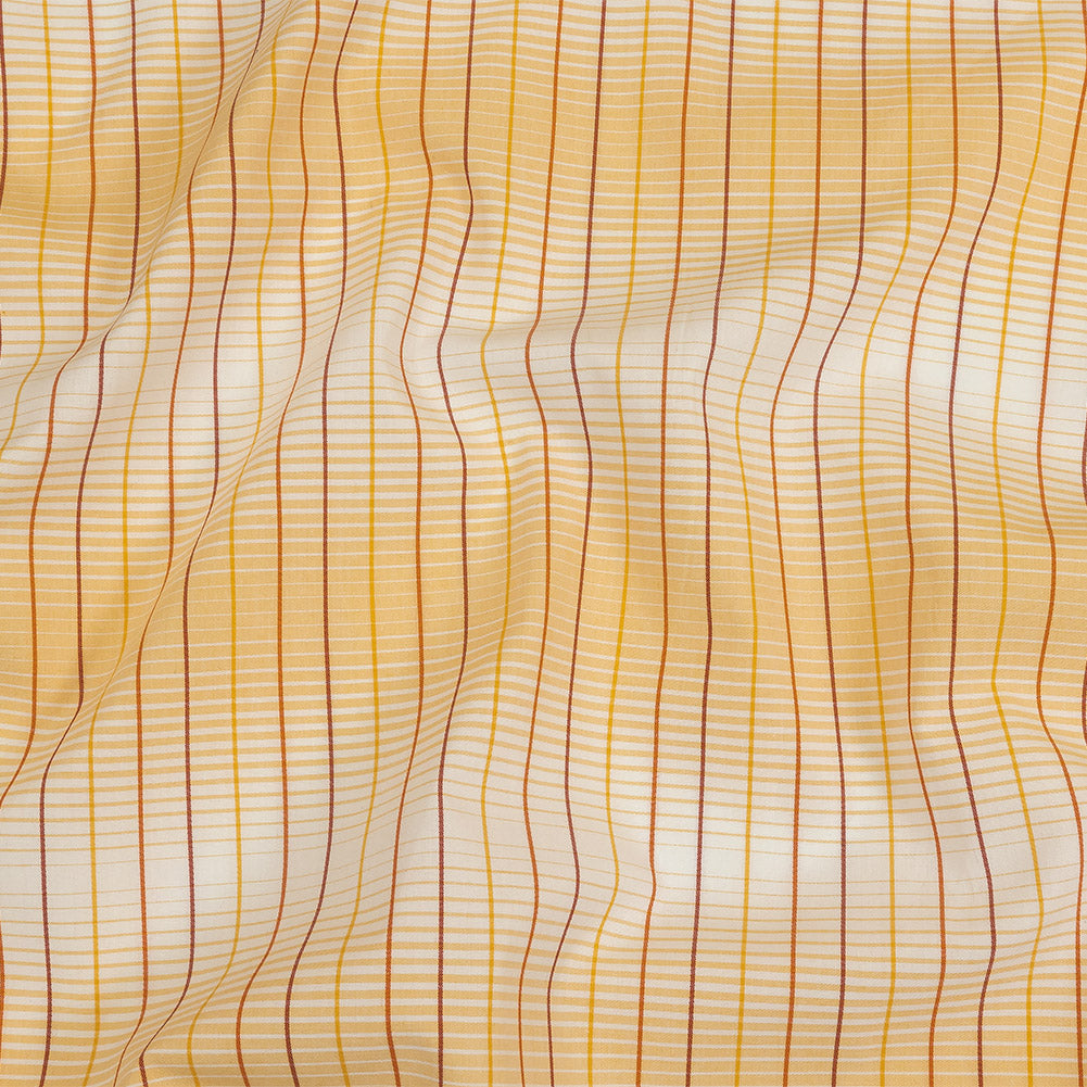 Orange, Yellow and White Gradient Pinstripes Cotton Shirting
