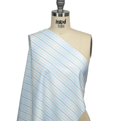 Blue, Aqua and White Gradient Pinstripes Cotton Shirting Drape