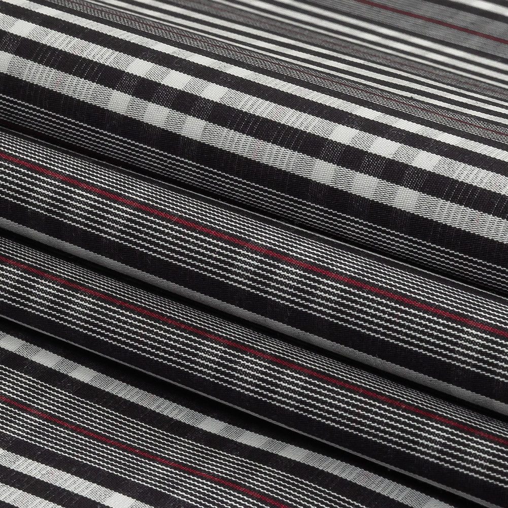 Black Onyx, Red and White Subtle Plaid Cotton Poplin Folded