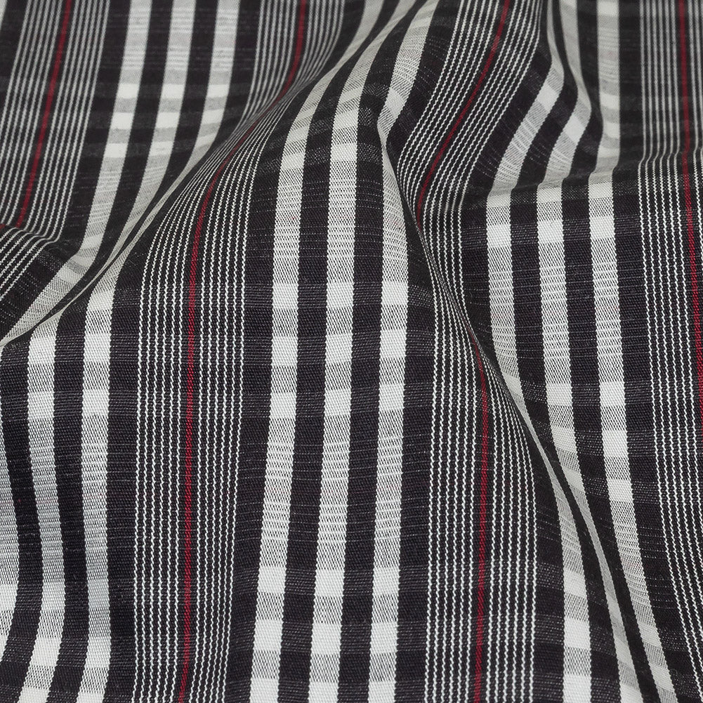 Black Onyx, Red and White Subtle Plaid Cotton Poplin Detail