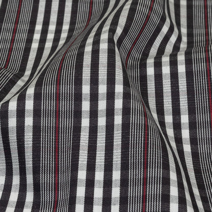 Black Onyx, Red and White Subtle Plaid Cotton Poplin Detail
