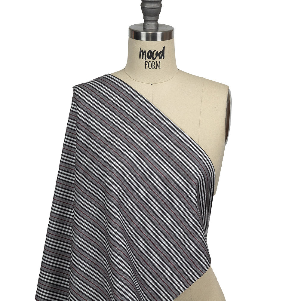 Black Onyx, Red and White Subtle Plaid Cotton Poplin Drape