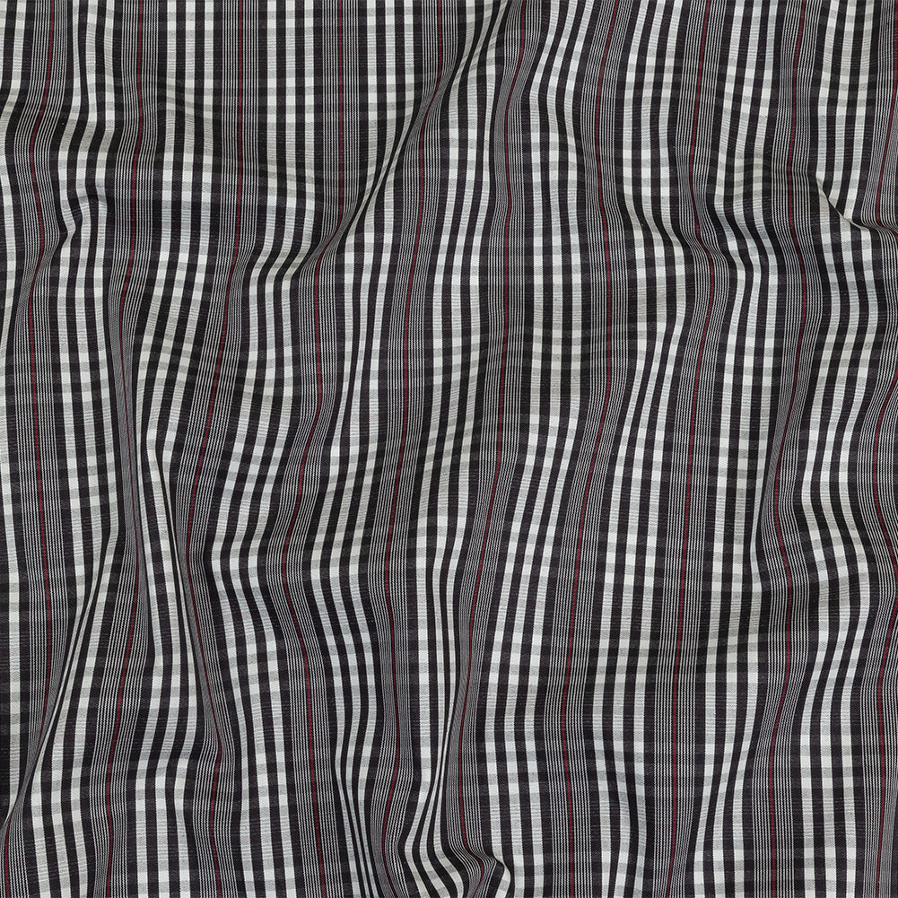 Black Onyx, Red and White Subtle Plaid Cotton Poplin