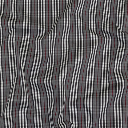 Black Onyx, Red and White Subtle Plaid Cotton Poplin