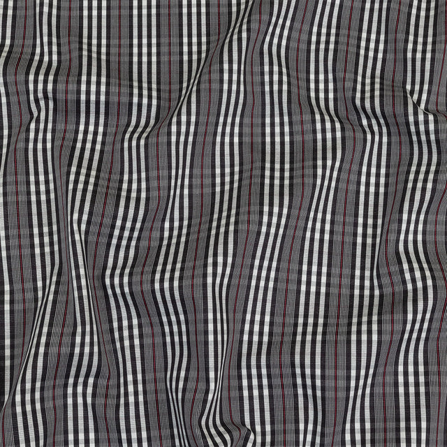 Black Onyx, Red and White Subtle Plaid Cotton Poplin
