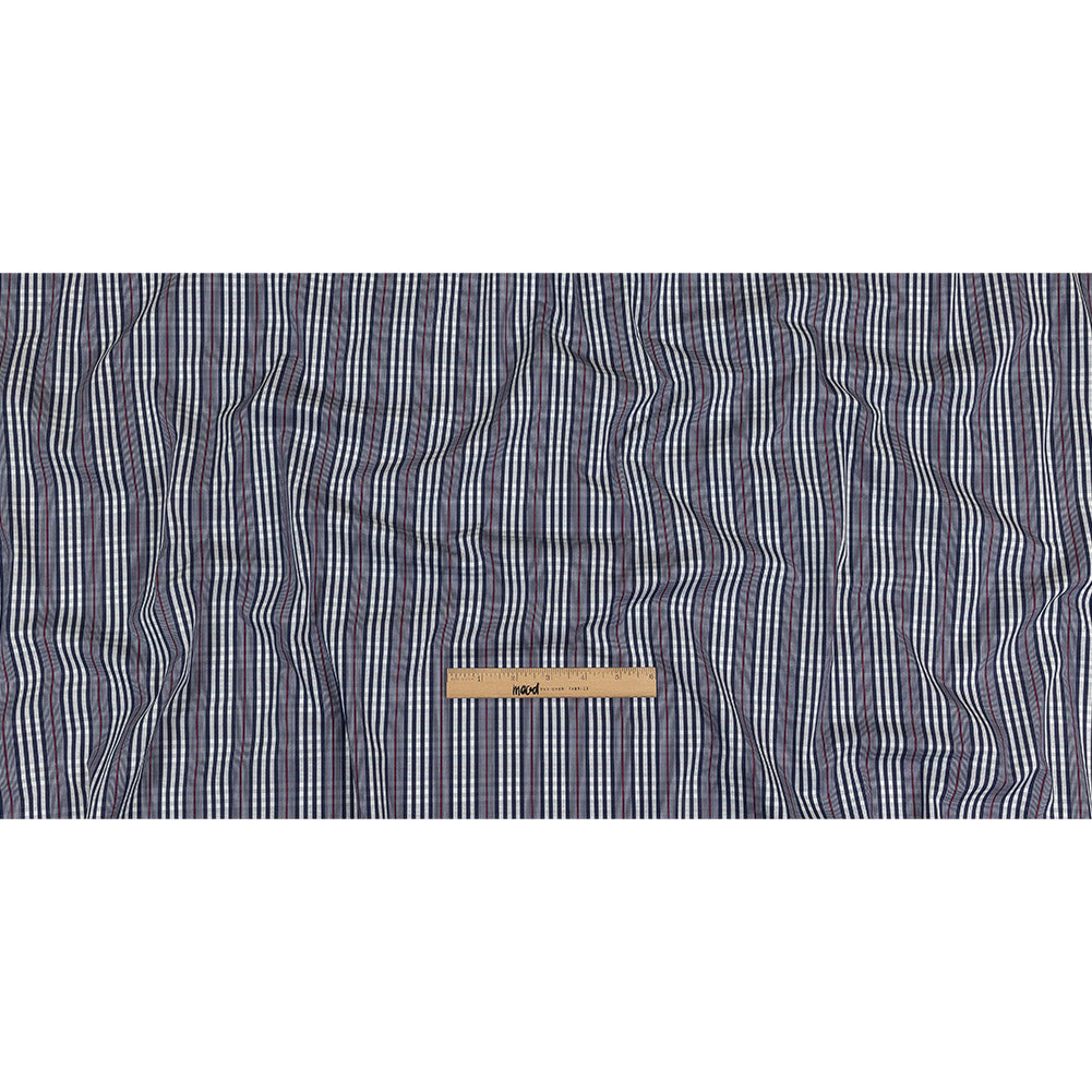 Navy, Red and White Subtle Plaid Cotton Poplin Full